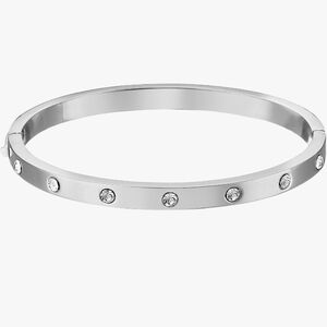 kate spade Silver Crystal-Stud Slim Bangle Bracelet / Free Mystery Gift